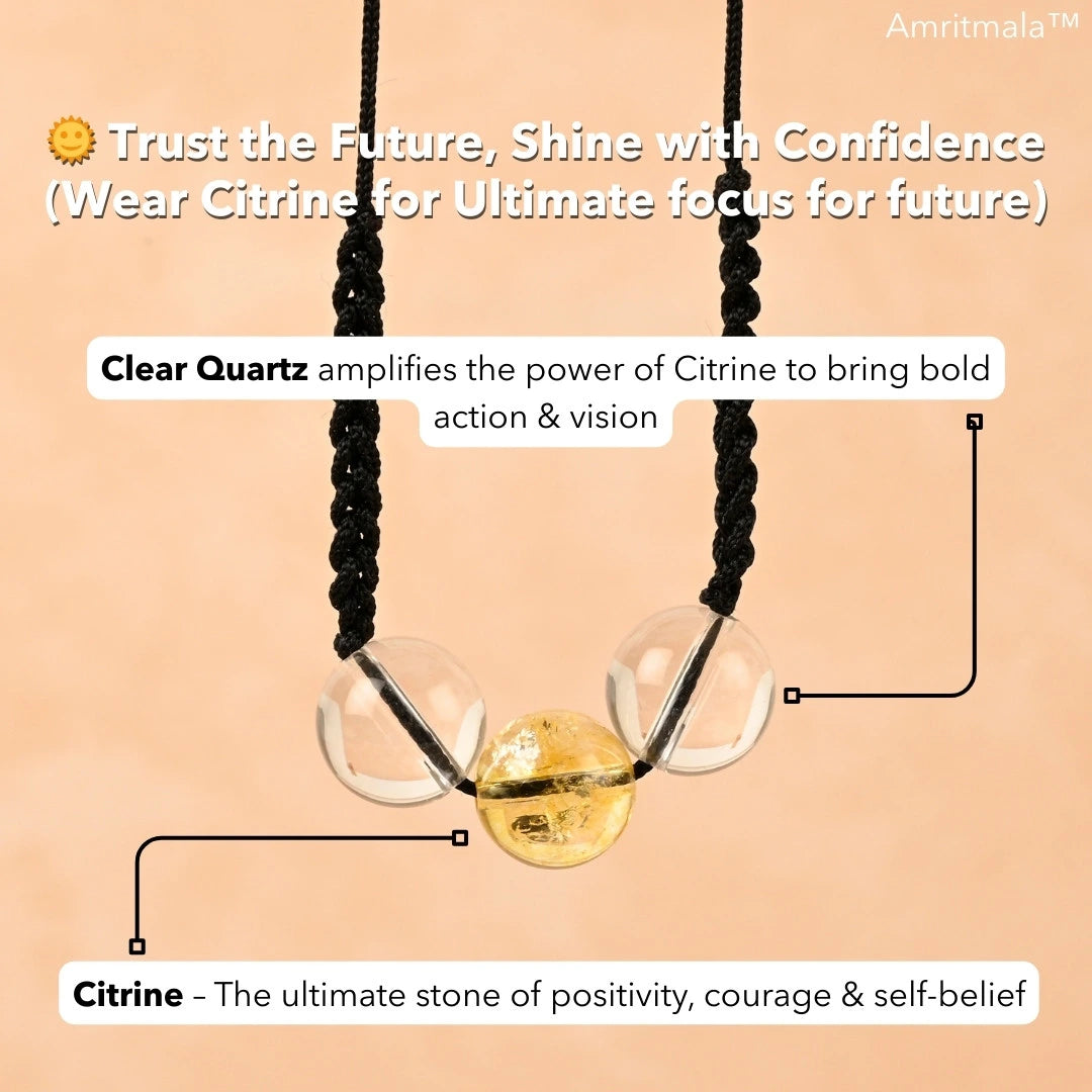 Amritmala for Fear of Future (Genuine Citrine with Clear Quatz)