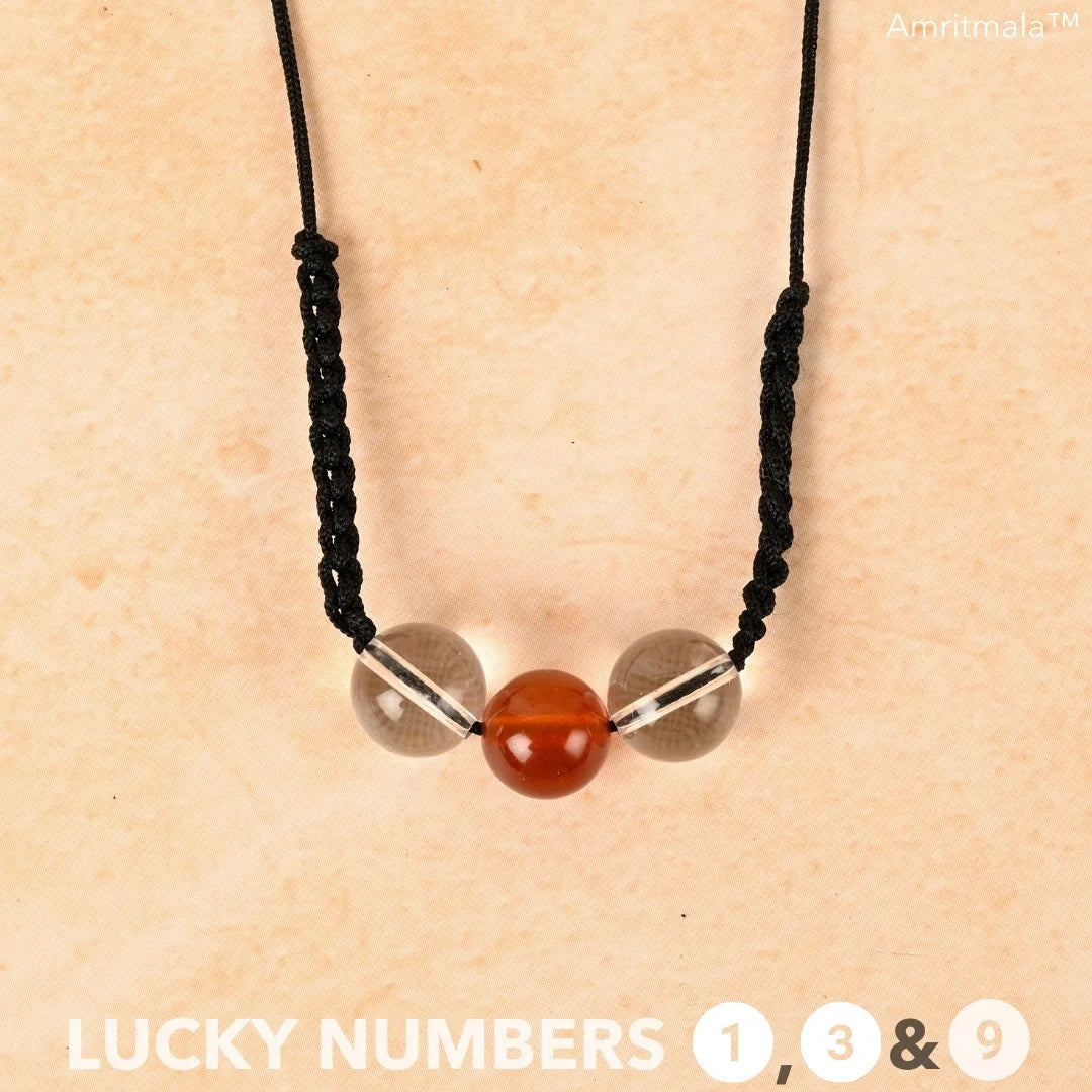 CARNELIAN WITH CLEAR QUARTZ : AMRITMALA'S YEAR 2025 LUCKY MALA (FOR NUMBER 1, 3 & 9)