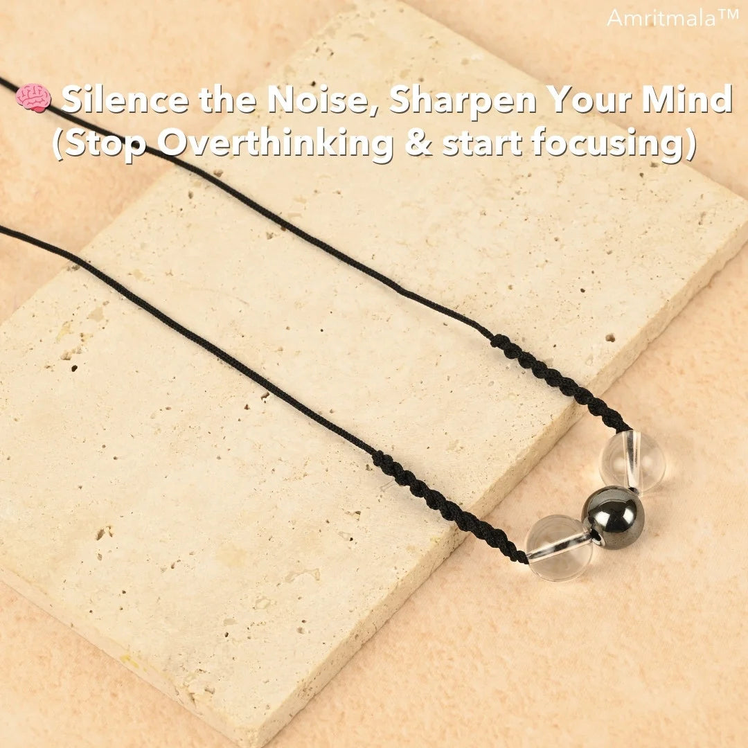 Amritmala for Overthinking & Lack of focus (Genuine Hematite with Clear Quatz)